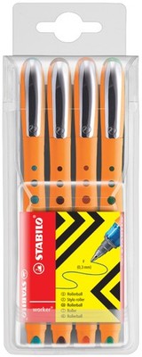 STABILO Tintenroller worker fine, 4er Etui