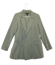 Rachel Zoe Los Angeles NY Oversized Long Open front Blazer Women's Green Size M