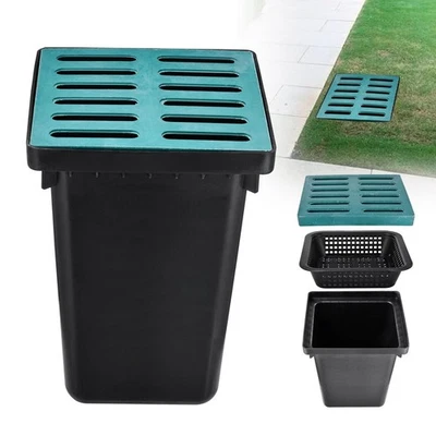17x17in Catch Basin For Drainage With Fiber Glass Grate Debris Basket Drainage - Image 1 of 4