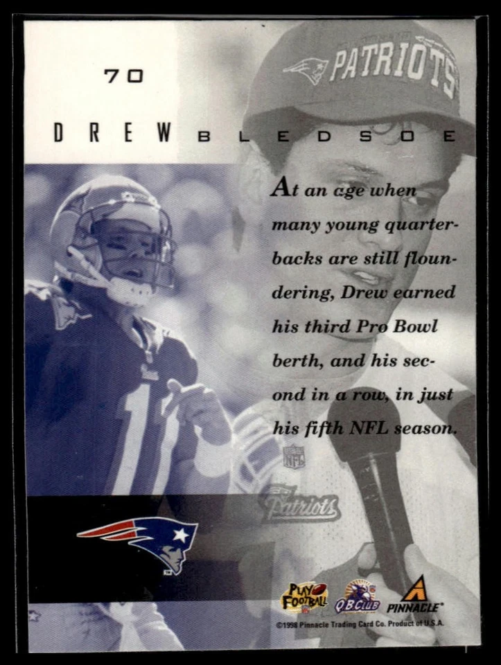 1998 Pinnacle Mint #70 Drew Bledsoe - Image 2 of 2