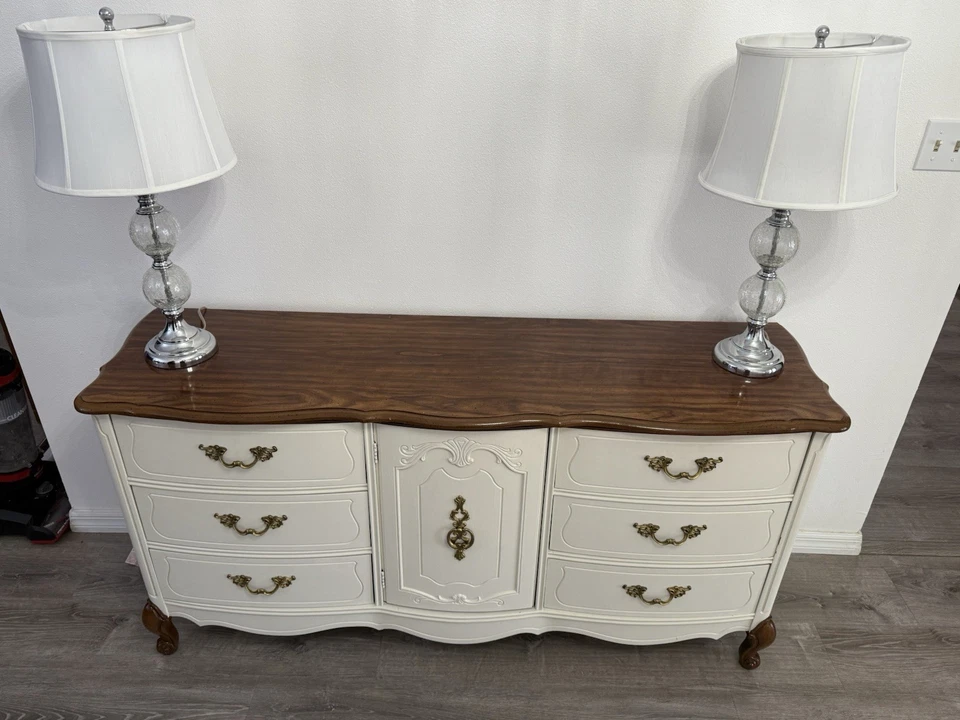 2 Tone French Provincial-style dresser Cream And Brown - Image 2 of 3