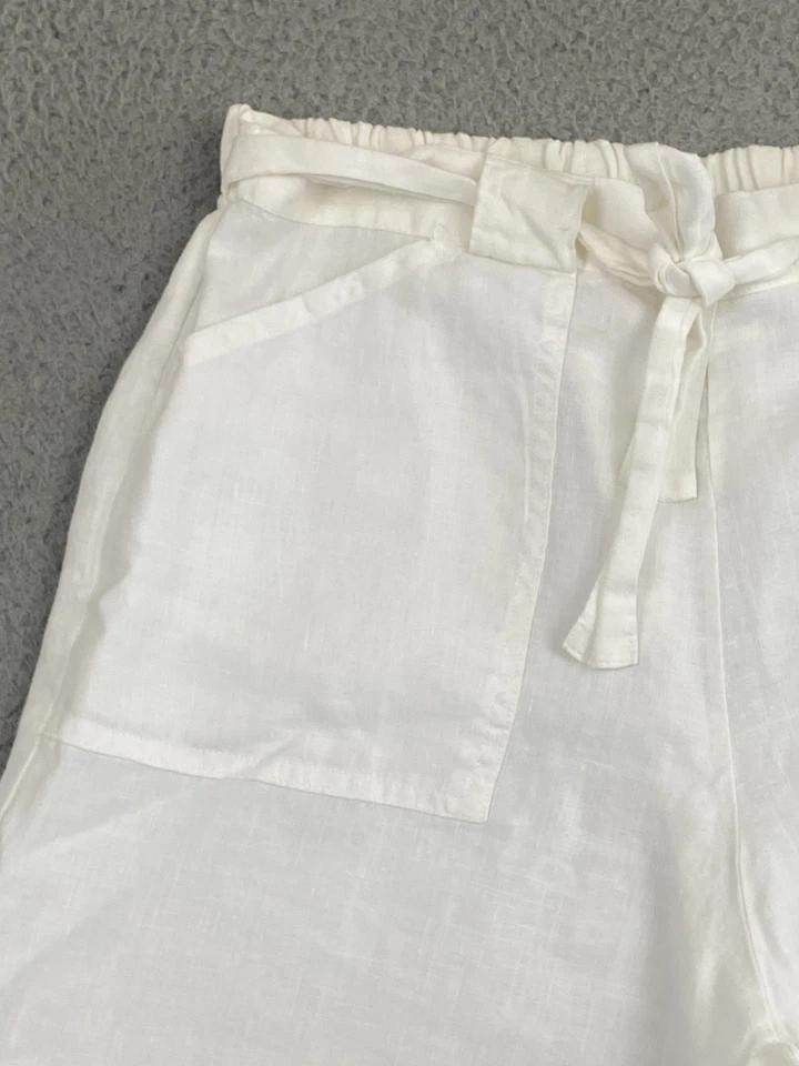 Bryn Walker Linen Wide Leg Crop Pant Womens S White Lagenlook Relaxed Coastal - Image 4 of 4