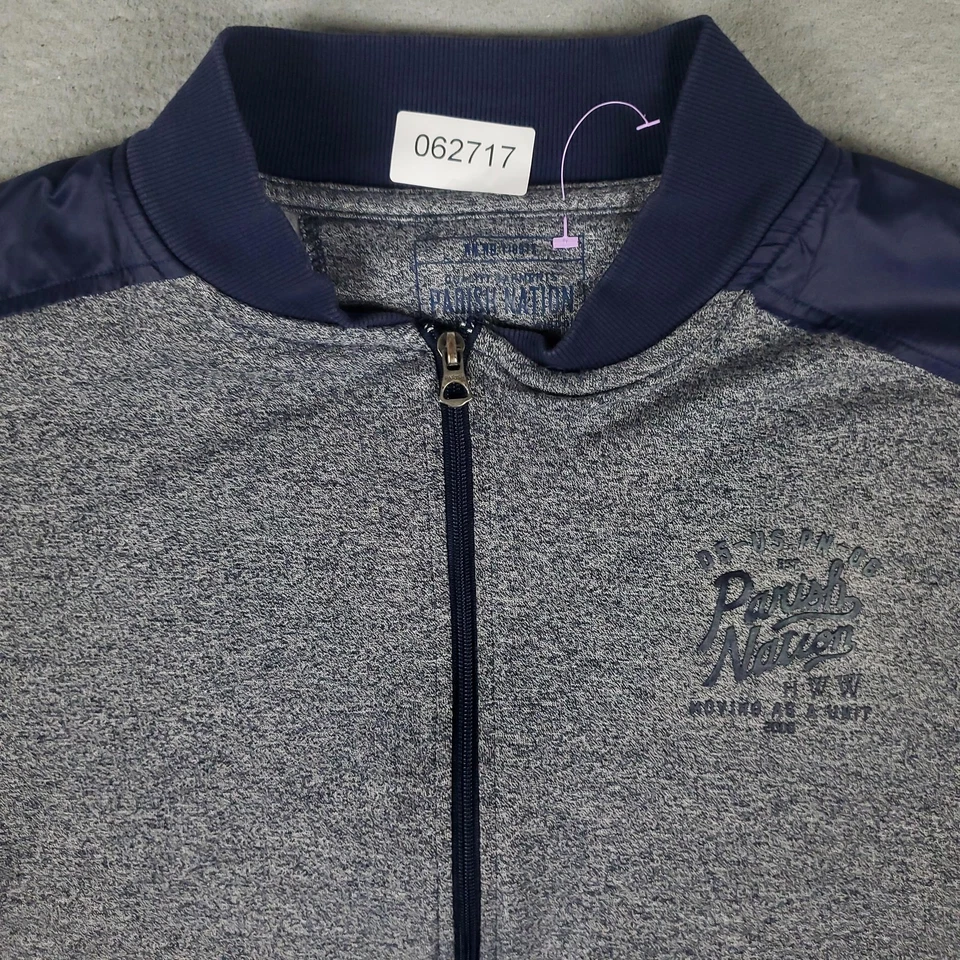 Parish Nation Jacket Mens 3XL Blue Gray Full Zip Track Bomber Lightweight Casual - Image 2 of 4
