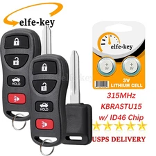 2 for Nissan Armada Sentra 350Z Ignition Chip Key + Remote Fob 4Button KBRASTU15