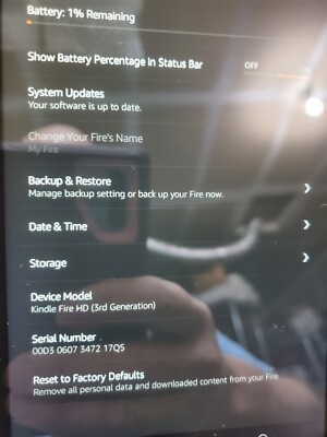 Amazon Kindle Fire HD 3rd GEN P48WVB4 16GB 7'' BLACK W/CHARGING BUNDLE