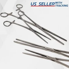 2pc Set 8" + 12" Straight Hemostat Forceps Locking Clamps Stainless German Grade