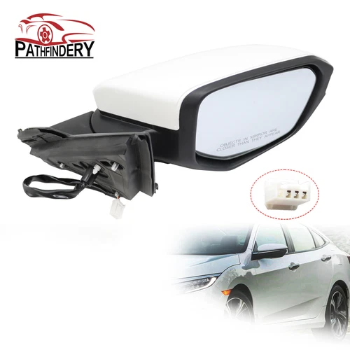 Passenger Right Side Mirror Pearl White For Honda Civic Coupe Sedan 2016-2021 RH