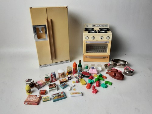 Tyco Kitchen Littles Refrigerator, Stove, Food & Cookware Sound Light Works 90's