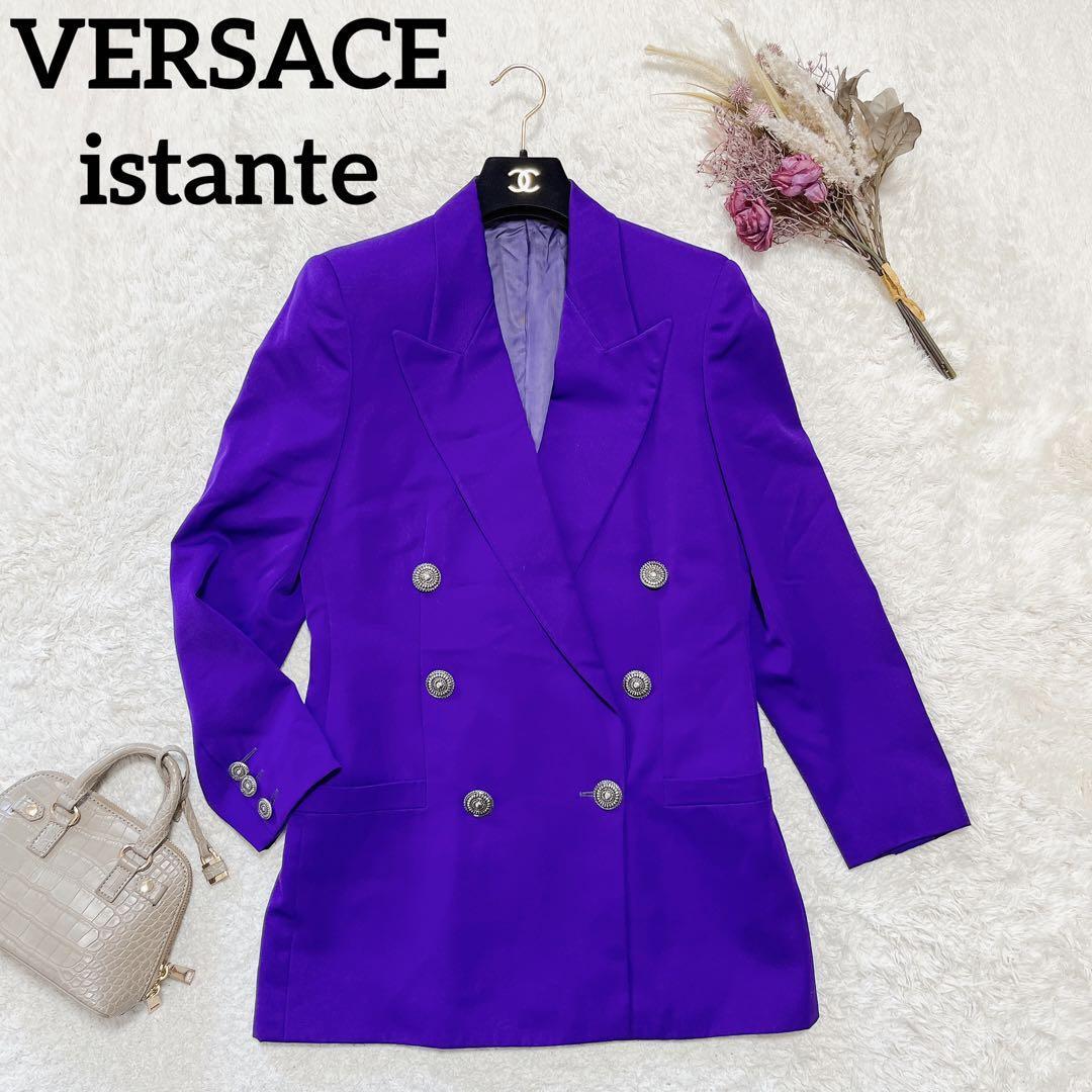 VERSACE istante Vintage Double Jacket Purple 40 Women L From Japan 
