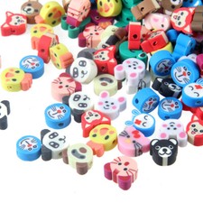 100pcs Mixed Animals Polymer Clay Beads for DIY Necklace Bracelet Jewelry Making