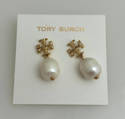 Tory Burch KIRA Genuine PEARL DROP EARRING (tory gold/ivory) NWT