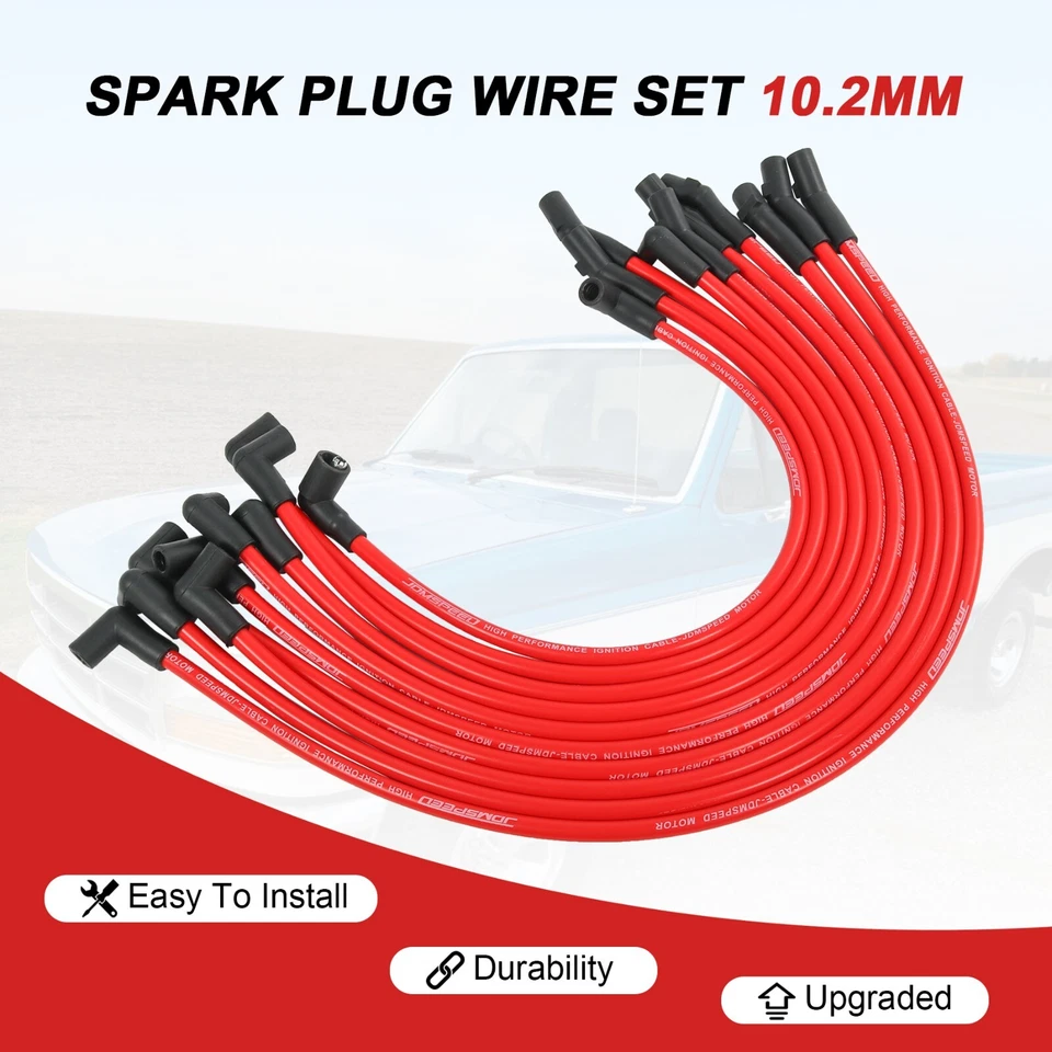 Juego de 10 cables de bujía de encendido rojos compatibles con Ford F-150 F150 1979 Foto 3 de 4