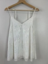 Cozy Co By Cozy Casual Women’s L White Iridescent V Neck Spaghetti Strap Tank