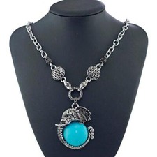 NEW - ELEPHANT Crystal / Turquoise PENDENT CHAIN NECKLACE