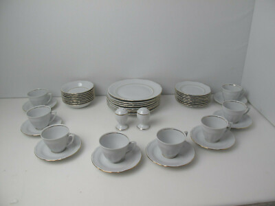 Set of 42 White Gold Trim CLASSICO CERAMIC FINE PORCELAIN Made in Poland