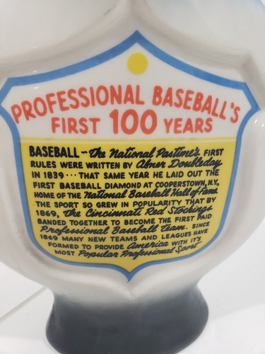 Vintage 1969 Jim Beam 100Year Anniversary of Professional Baseball Decanter - Picture 5 of 7