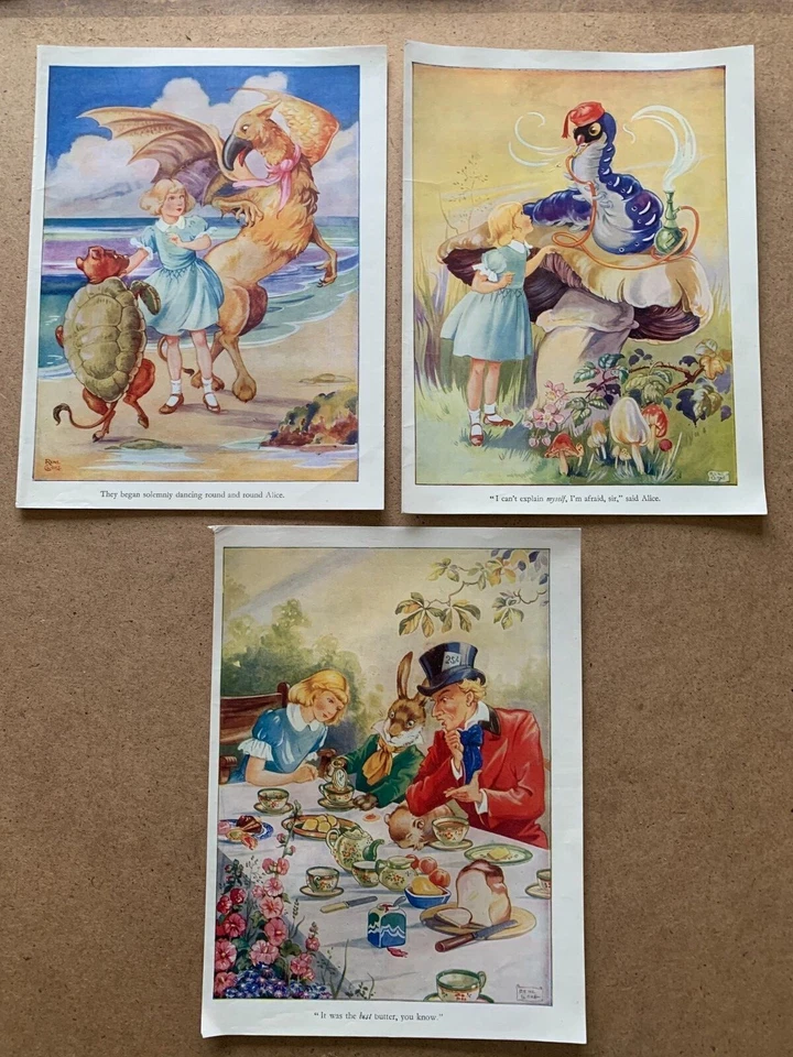 ALICIA EN EL PAÍS DE LAS MARAVILLAS - ESTAMPADOS RENÉ CLOKE X7. 1930S/40S Foto 2 de 2