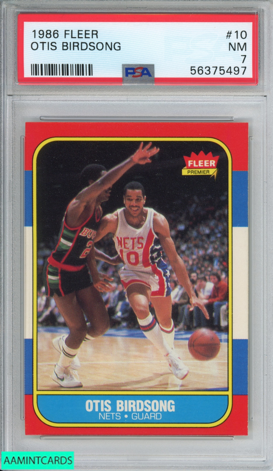 1986 FLEER OTIS BIRDSONG #10 NEW JERSEY NETS PSA 7 NM