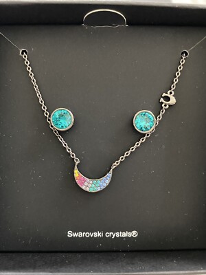 NWT Coach Multi Swarovski Crystal Necklace Earring Set