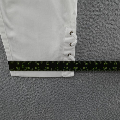 Talbots Womens Slim Leg Cropped Pants 10 White Lace Up Hem Stretch Career Casual - Bild 11 von 13