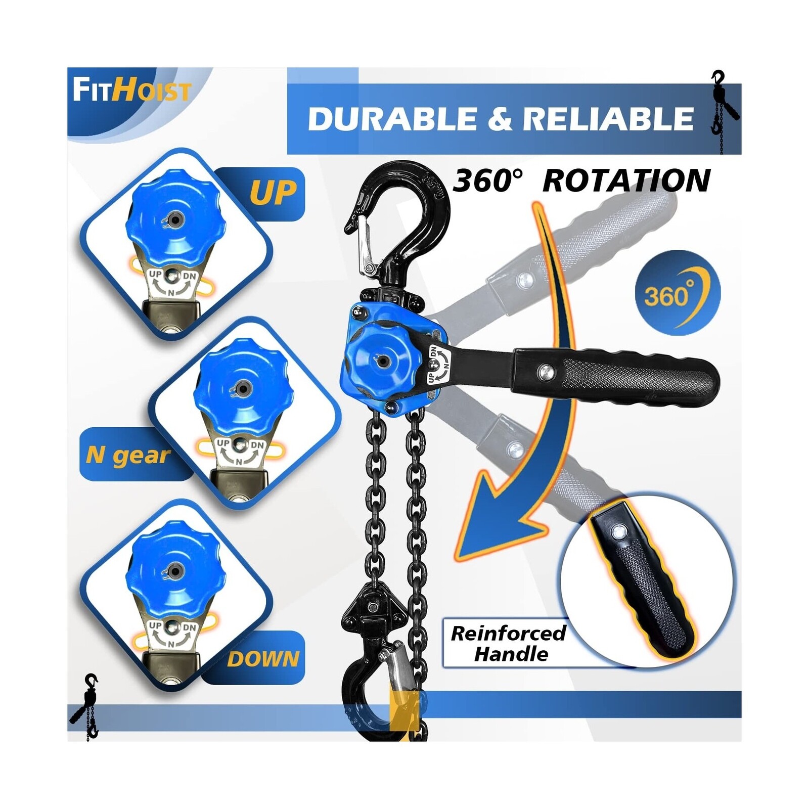 Chain Hoist Come Along 1/2 Ton | Mini Lever Chain Hoist 1100Lbs Capacity with...