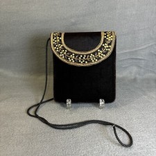 VTG Purse Women s Small Purple Clutch Evening Bag Velvet Prom Satin Gold Beaded