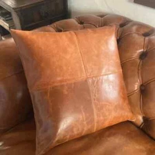 Genuine Leather Pillow Cover Real Leather Soft Cushion Cover 10” round covers