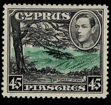 CYPRUS GVI SG161, 45pi green & black, LH MINT. Cat £55.