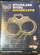 Police Force Tactical Stainless NIJ Handcuffs Double Locking Pushpin Spare Key