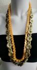 VTG LONG BEADED STATEMENT NECKLACE LOT LUCITE MOONGLOW & MARBLED BUTTON BEADS 2p — photo 4