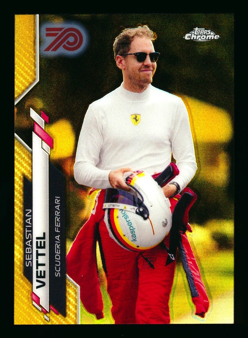 2020 TOPPS CHROME F1 176 SEBASTIAN VETTEL RC 70TH GOLD REFRACTOR FERRARI ROOKIE!