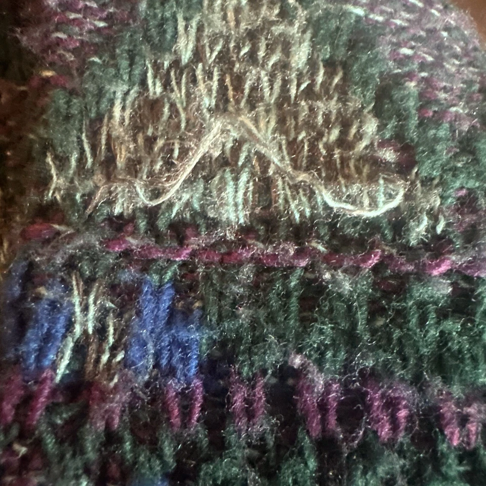 VINTAGE Jantzen Mens Large Green Blue Purple Knitted Grandad Grunge Sweater - Image 4 of 4