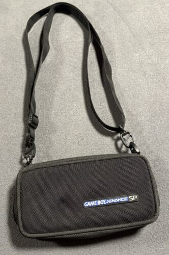 Nintendo Gameboy Advance SP Console Carrying Case Travel Storage Black Leather