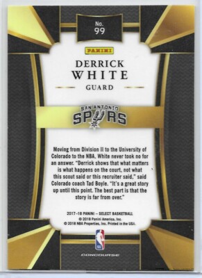 2017-18 Select #99 Derrick White Rookie Card San Antonio Spurs | eBay