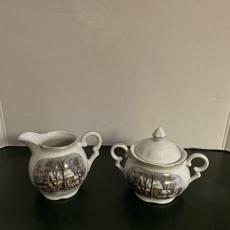 AVON CREAM AND SUGAR CURRIER & IVES INSPIRED 1977 REPS AWARD SET VINTAGE