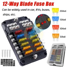12-Way Blade Box Fuse Block Marine FuseBox Auto Holder 12V Bus Bar 32V Car Kit