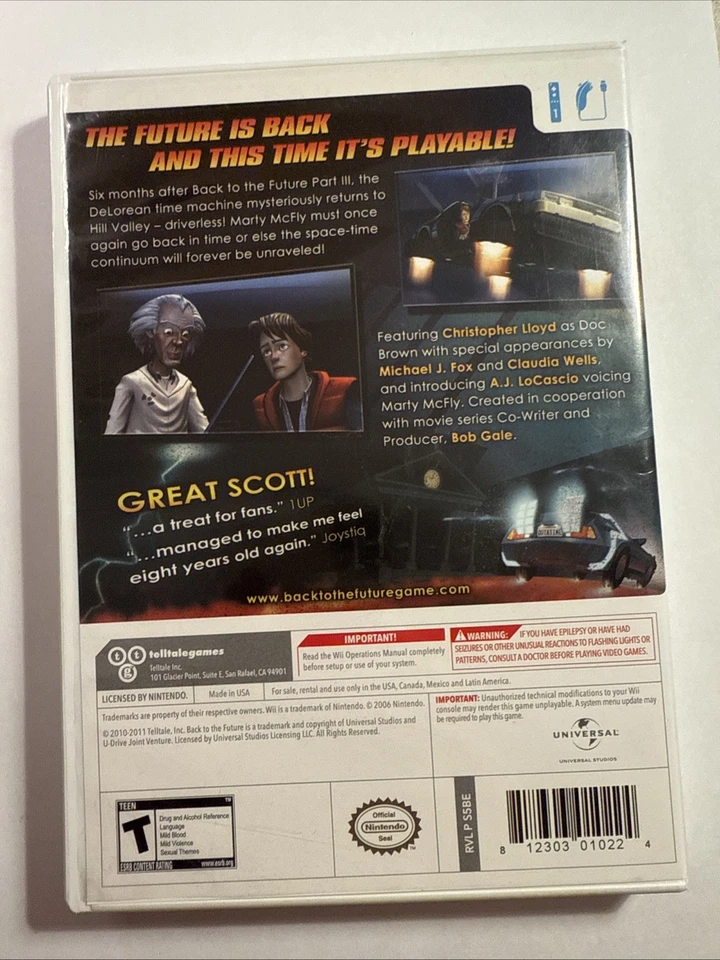 Back to the Future The Game  (Nintendo Wii) CIB Complete - Game / Case / Manual - Image 2 of 4
