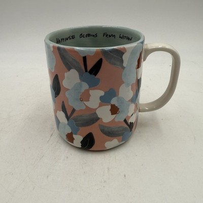 Anthropologie Maggie Stephenson Happiness Blooms Within Mug Floral Pink Blue