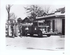 c 1930 GMC Texaco Gasoline Tanker at Texaco Station truck photo