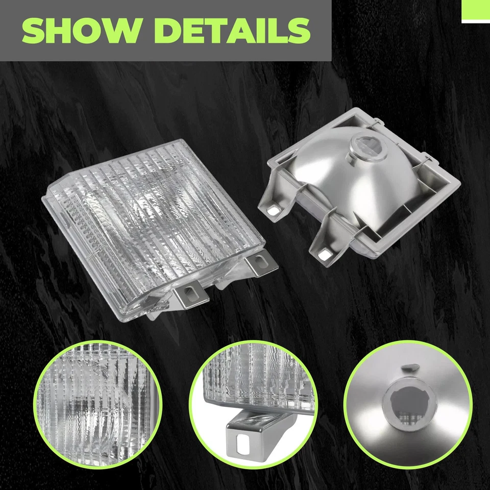 Pair For Chevy GMC Pickup Truck Chrome Turn Signal Side Corner Marker Lights - Image 3 of 4