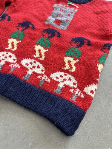 Vintage Kids Elf Mushroom Castle Elf Sweater Made In Ireland Size 5+ - Picture 3 of 10