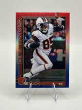 David Njoku 2025 Topps Chrome Football Red White and Blue Refractor #69