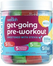 Wellah Get-Going Pre-Workout Variety Pack 20 Stick Packs - 200mg of Caffeine