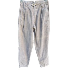 Lizsport Vintage 80s Womens Corduroy Pants 2P Beige High-Waisted Pleated Tapered