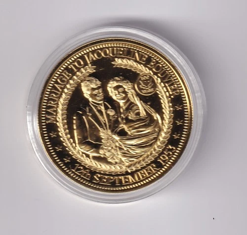 USA: 2017 JOHN F. KENNEDY MARRIAGE COMMEMORATIVE MEDAL 24k GOLD PLATED #PL2121