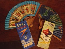 BOAC Timetable 1956 and Around The World Brochure Plus 2 Promotional Fans