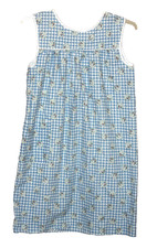 Women's Blue Muumuu Housedress Lounger Duster w Pocket Vintage sz L 20"x36" NWOT