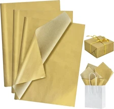 BEISHIDA 100 Sheets Gold Tissue Paper Bulk, Metallic Wrapping gold 