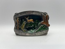 Vintage Almost Heaven West Virginia Belt Buckle Enameled Metal 1983 Siskyou Co