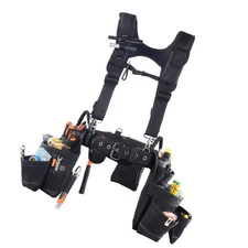 Uimoso Electrician's Tool Belt with Suspenders and 19-Pocket Tool Pouch